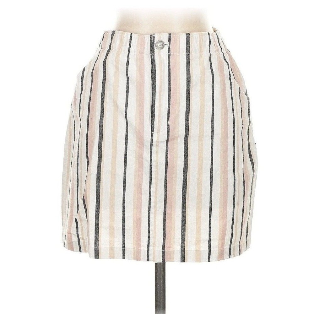 Hollister Striped Mini-Skirt Jean Beach Cotton Pockets Size Small